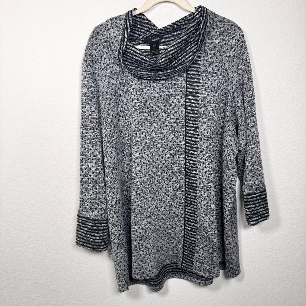 Ali Miles Womens Cowl Neck Top Blouse Size 2X Artsy Lagenlook Career Dot Black